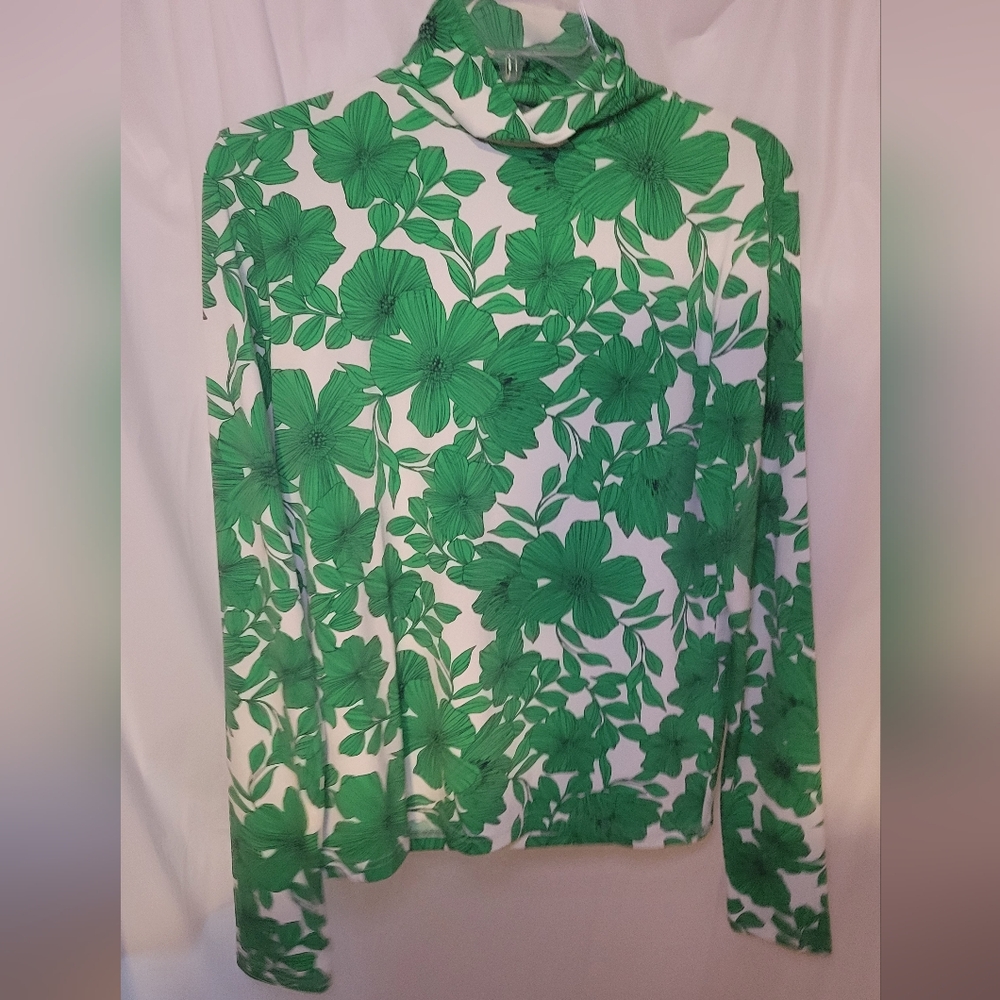 J. Crew Green Floral Blouse